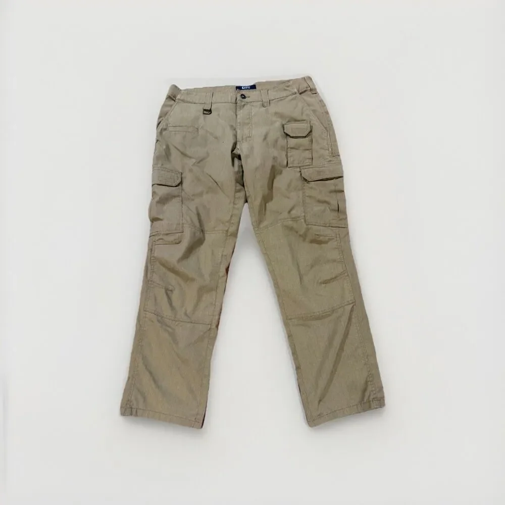 5.11 Tactical Pants Mens 36x30 Beige Cargo Rip Stop Adjustable Waist Workwear